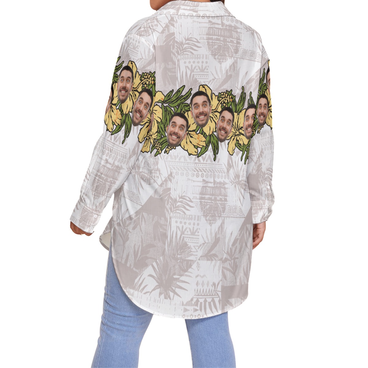 Funny Custom Face Hibicus Vintage Hawaiian Plus Size Shirt For Women