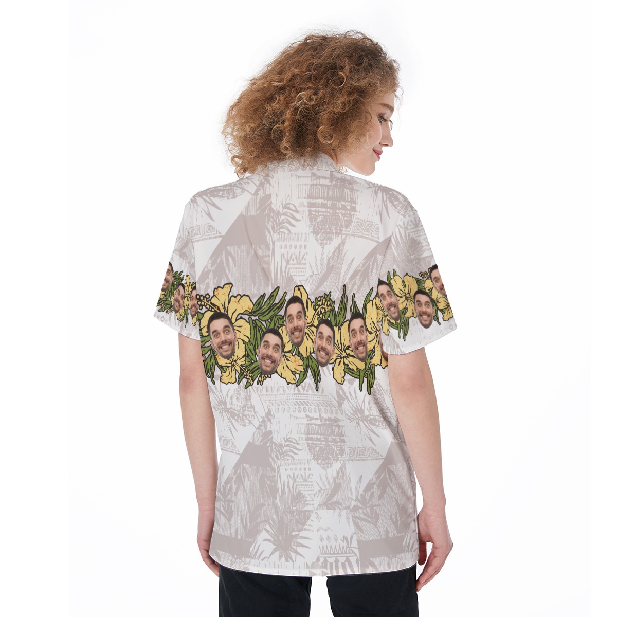 Funny Custom Face Floral Vintage Aloha Shirt For Women
