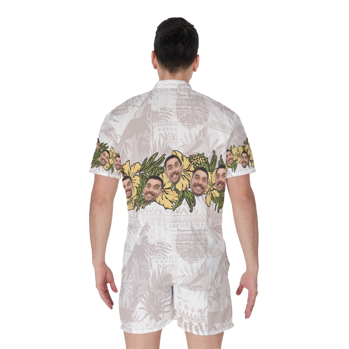 Vintage Hibicus Custom Face Men's Hawaiian Romper