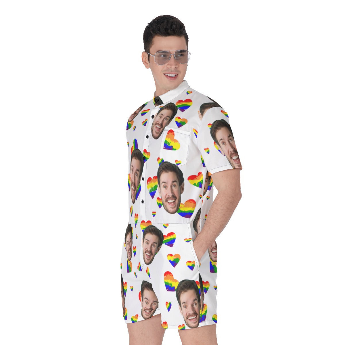Unique Heart LGBT Romper With Custom Face