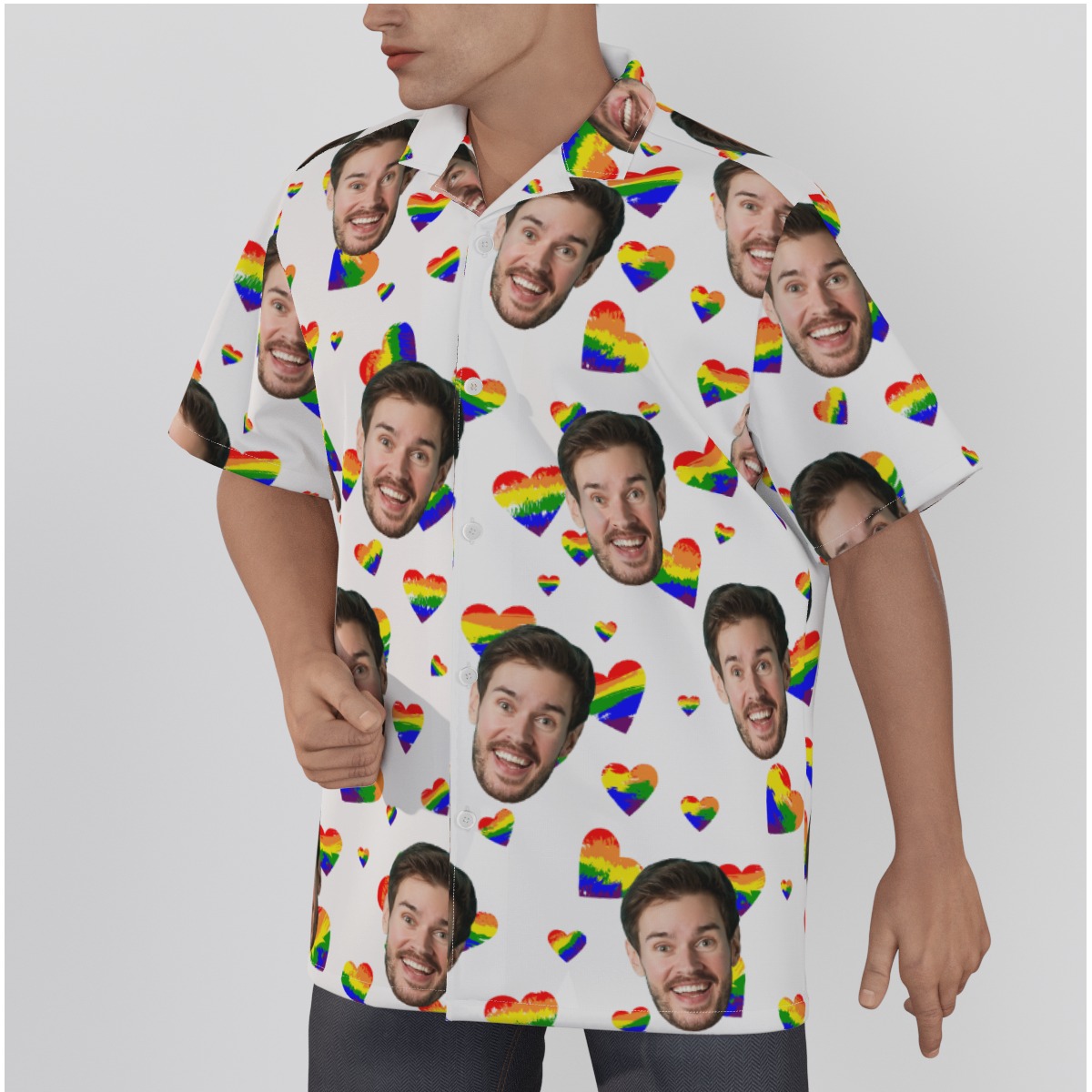 Happy Pride Month Heart Hawaiian Shirt With Custom Face