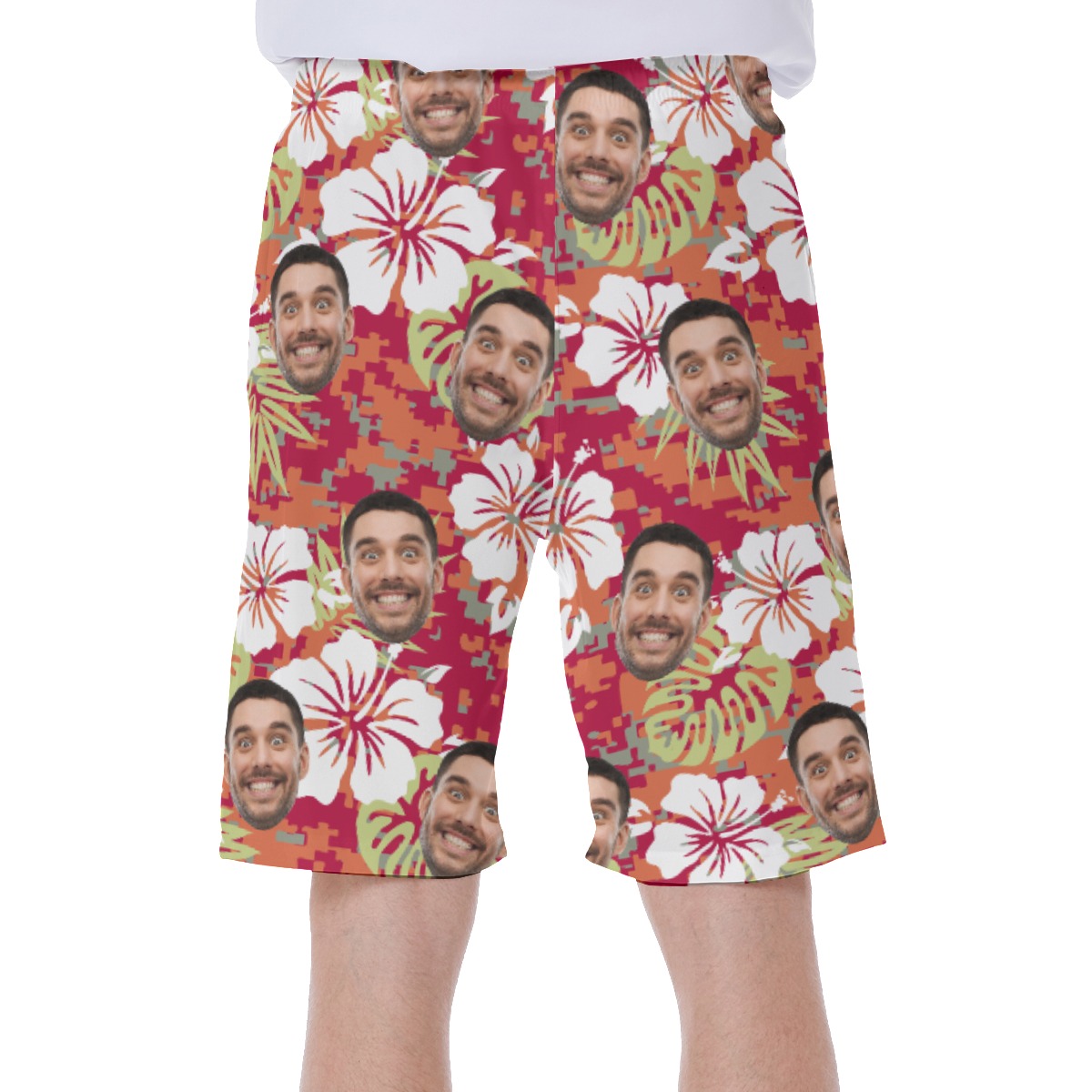 Funny Custom Face Camo Hibicus Hawaiian Swimwear For Summer