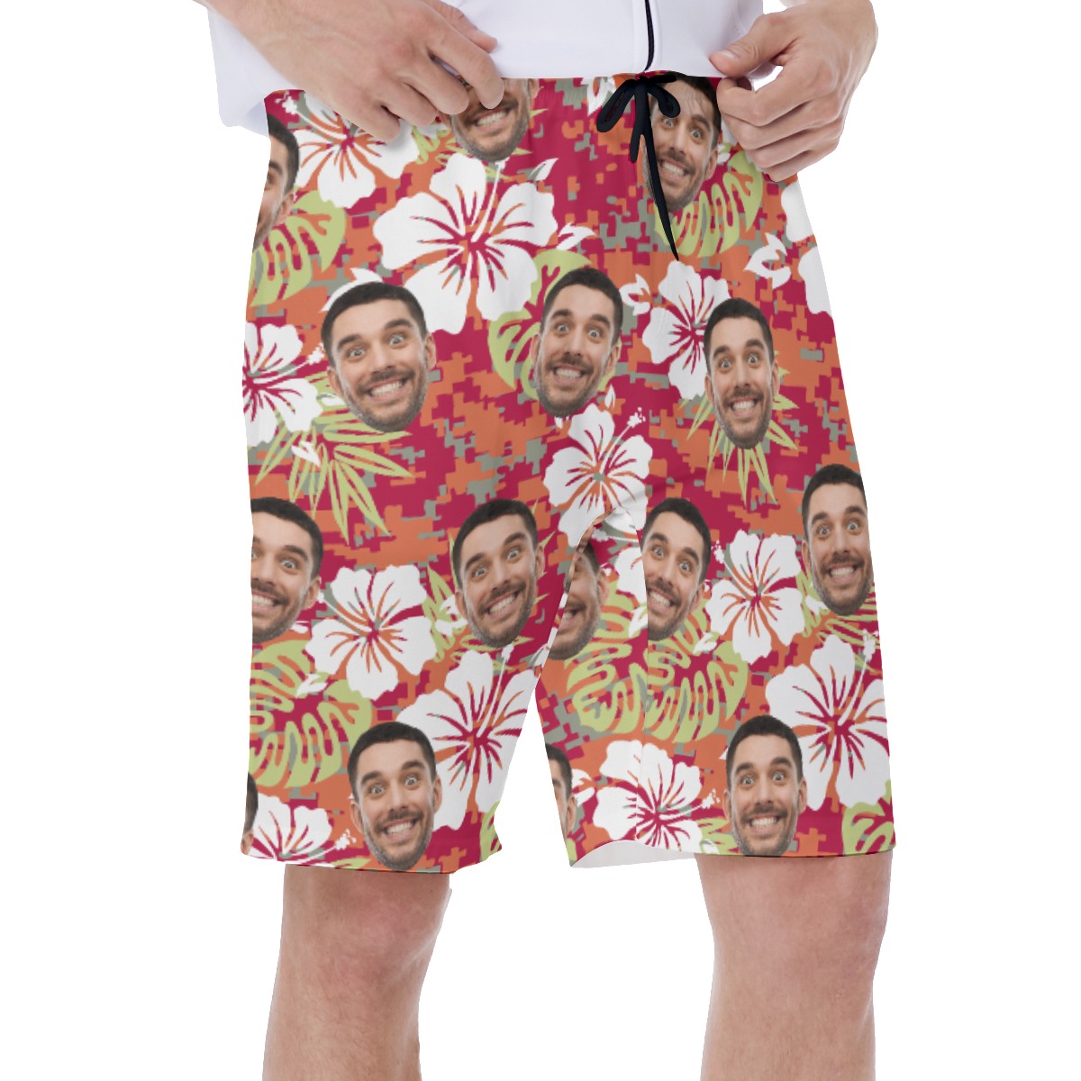 Funny Custom Face Camo Hibicus Hawaiian Swimwear For Summer