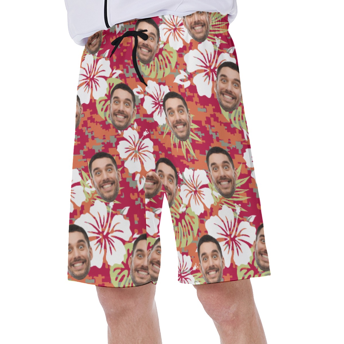 Funny Custom Face Camo Hibicus Hawaiian Swimwear For Summer