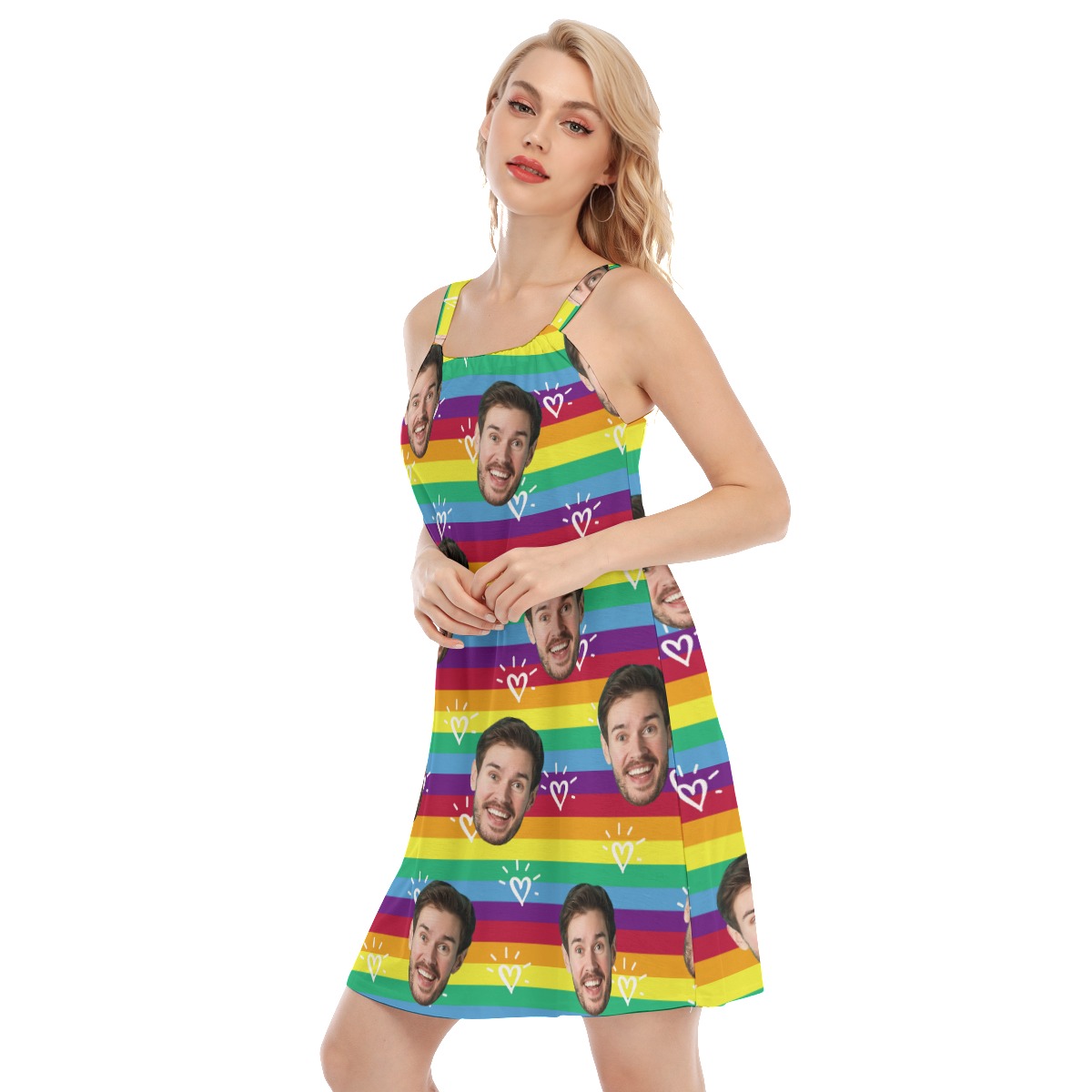 LGBT Rainbow Cami Dress With Custom Face