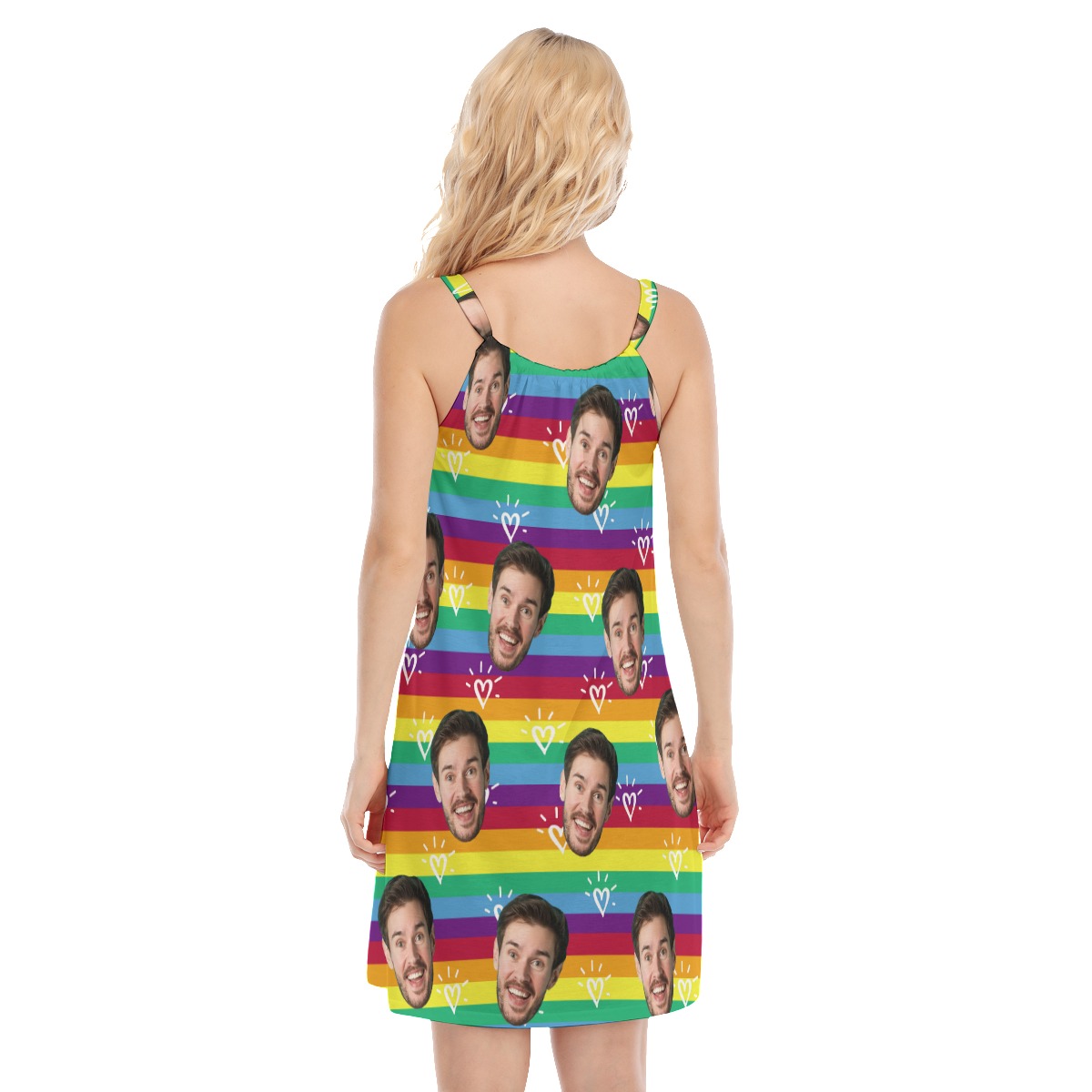 LGBT Rainbow Cami Dress With Custom Face