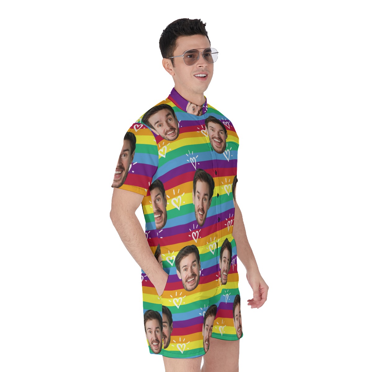 LGBT Pride Month Hawaiian Romper With Custom Face
