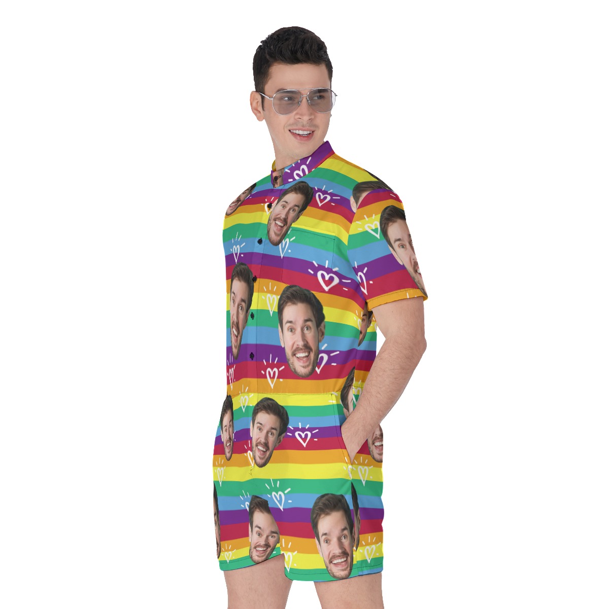 LGBT Pride Month Hawaiian Romper With Custom Face