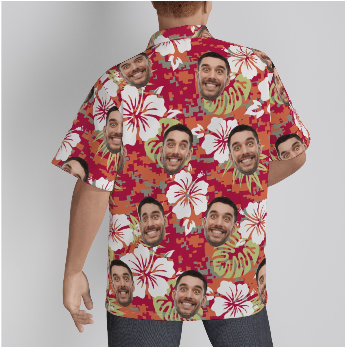 Camouflage Floral Custom Face Hawaiian Shirt