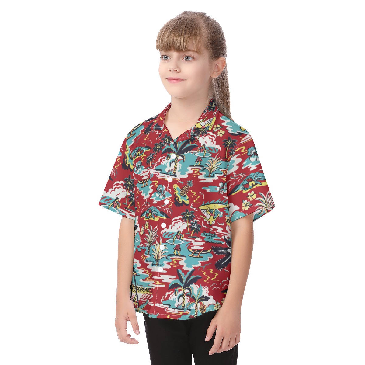 Red Aloha Hawaiian Shirt For Toddler And Kids