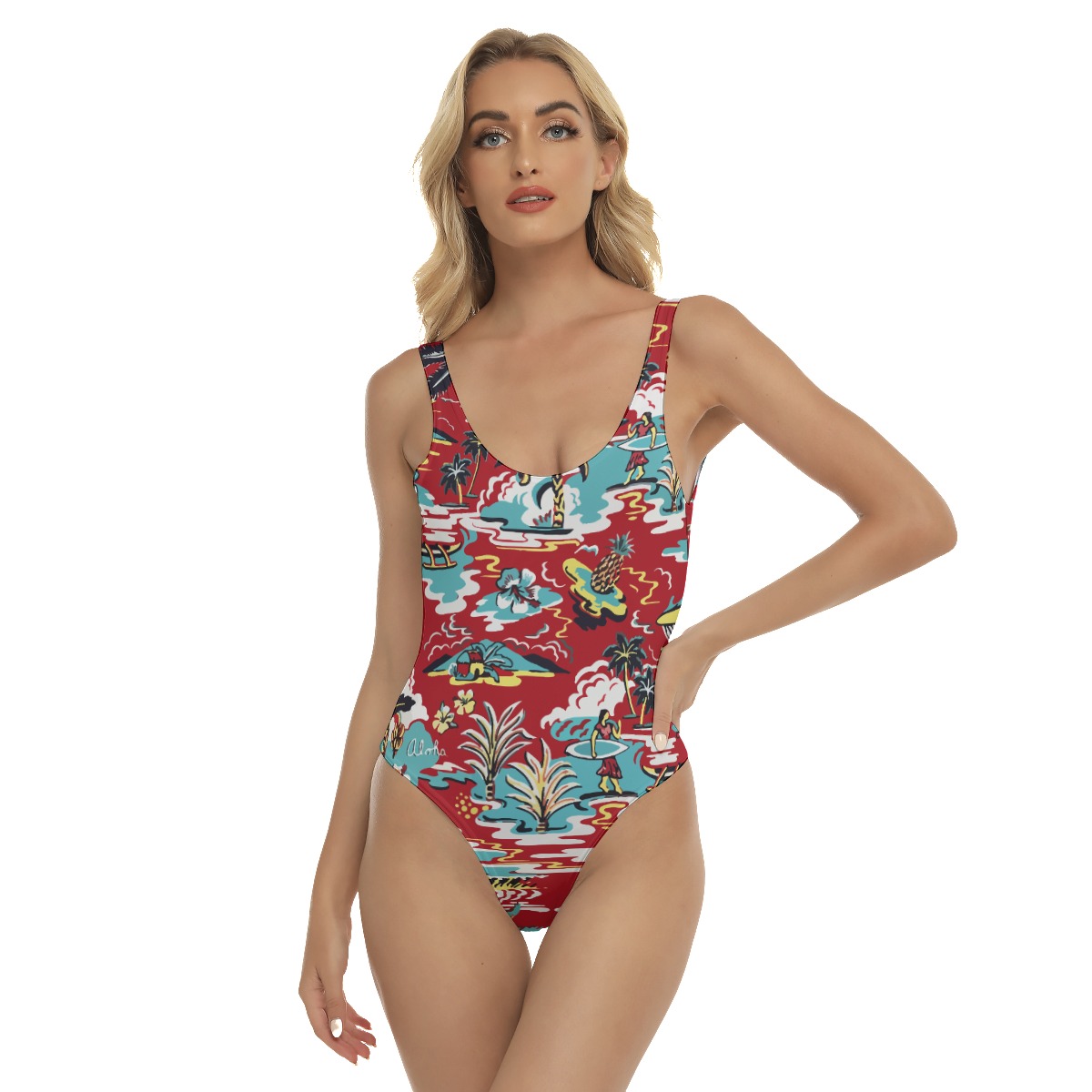 Women's Red Aloha One Piece Swimsuit Hawaiian Pattern - variant image 1