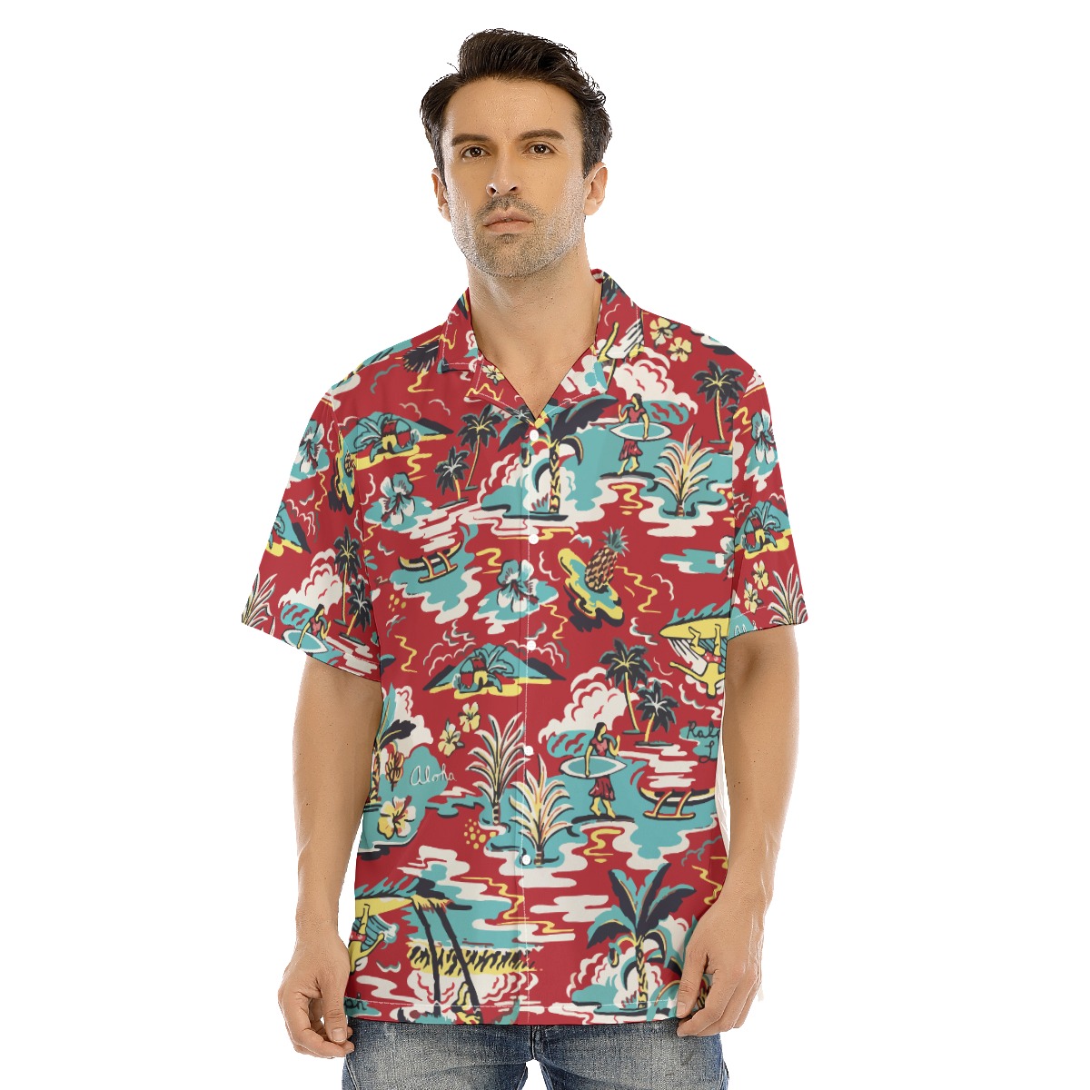 Men's Red Printed Hawaiian Shirts - variant image 1