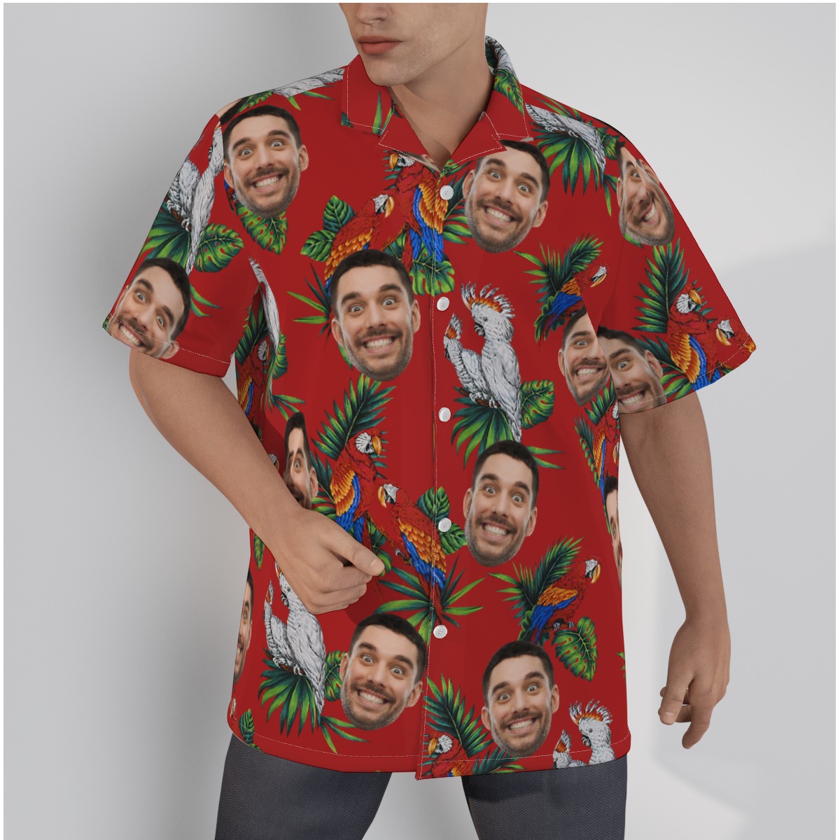 Custom Red Parrot Hawaiian Shirt With Multiple Faces - variant image 1