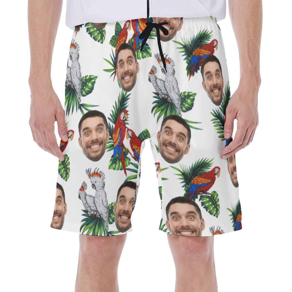 Custom Face Parrot Hawaiian Men's Swim Trunks - variant image 1