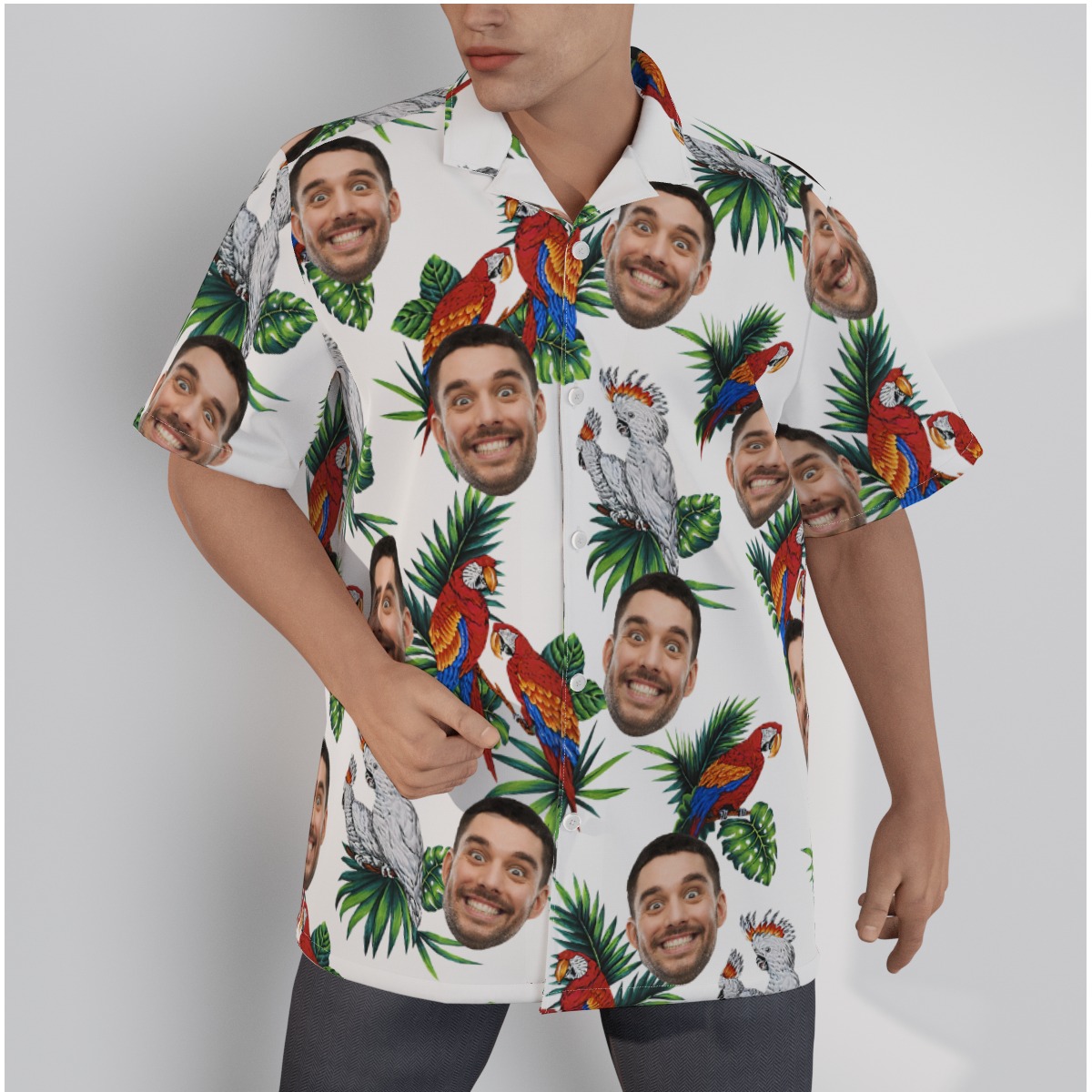 Custom Face Parrot Tropical Hawaiian Shirt - variant image 1