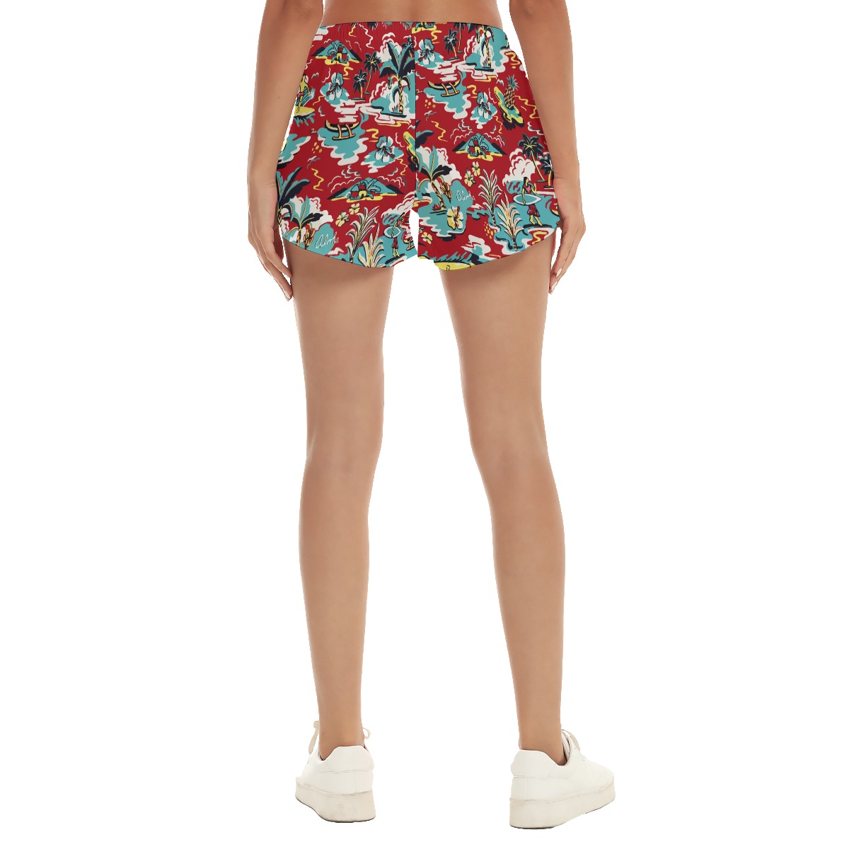 Women's Red Aloha Beach Shorts For Summer