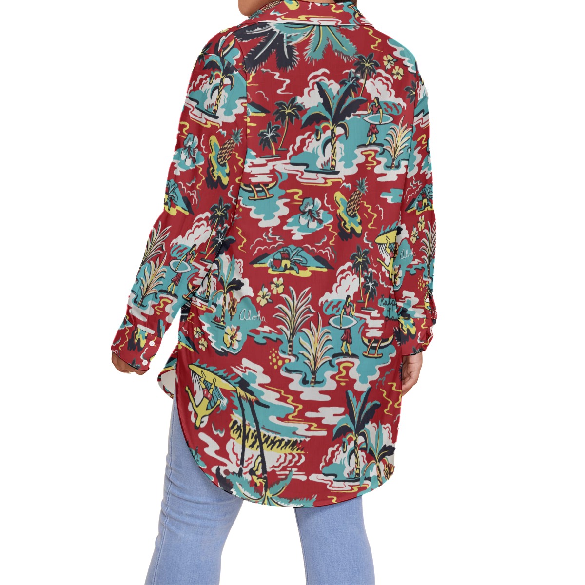Red Aloha Life Plus Size Hawaiian Shirts For Women
