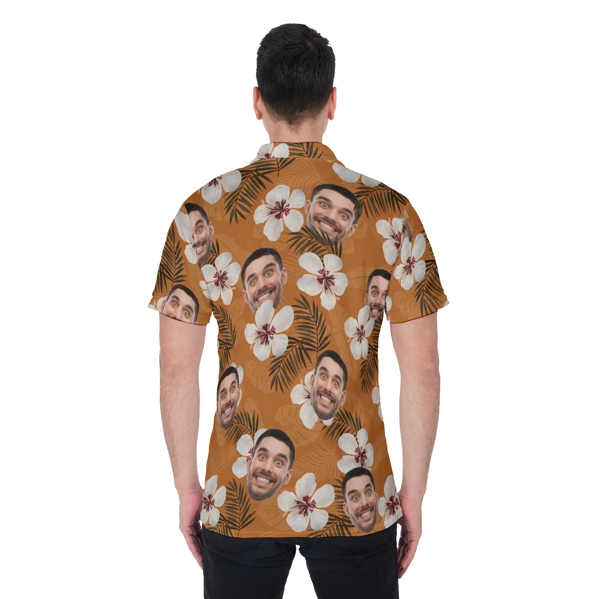 Floral Custom Face Men's Hawaiian Polo Shirt