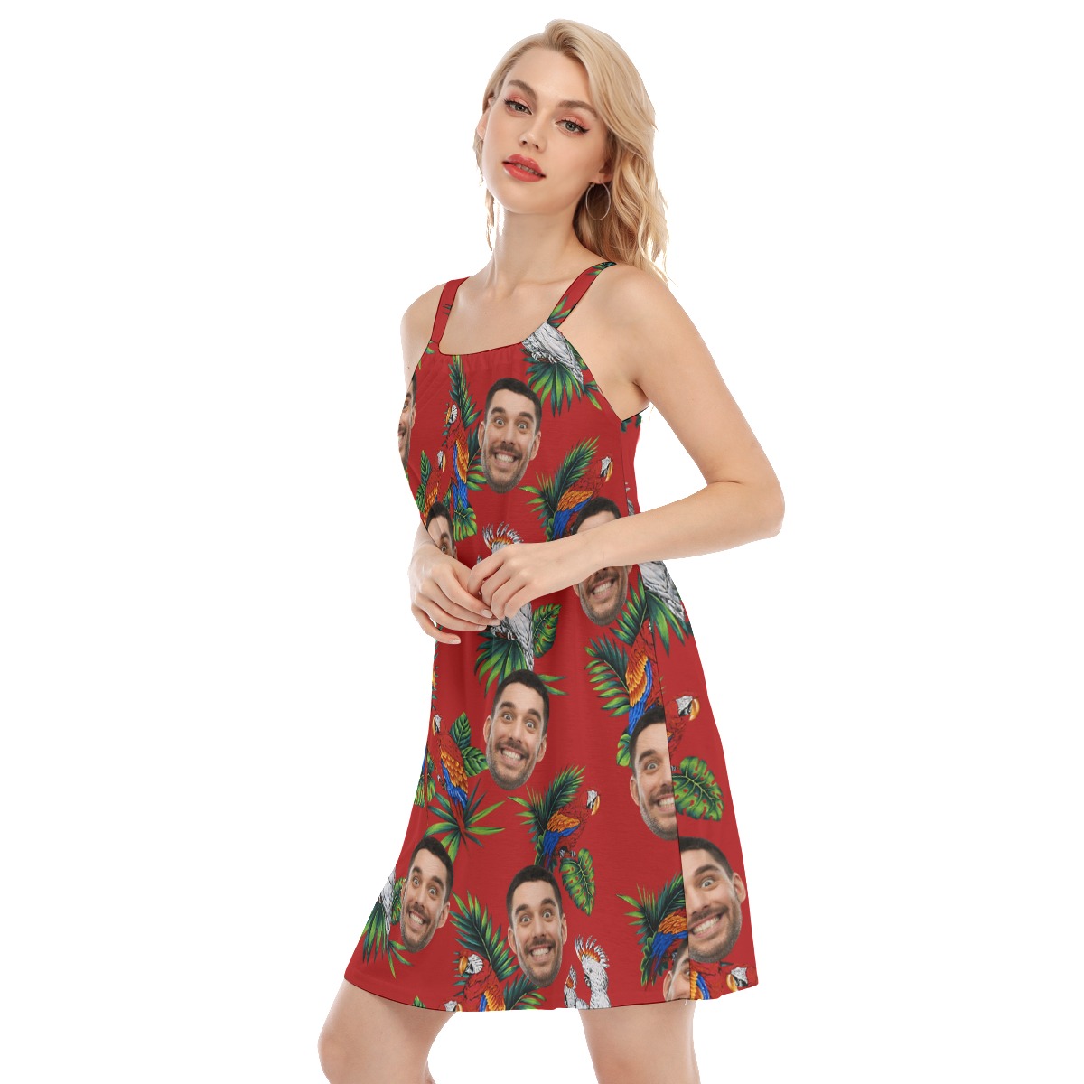 Custom Parrot Women's Cami Dress With Multiple Faces