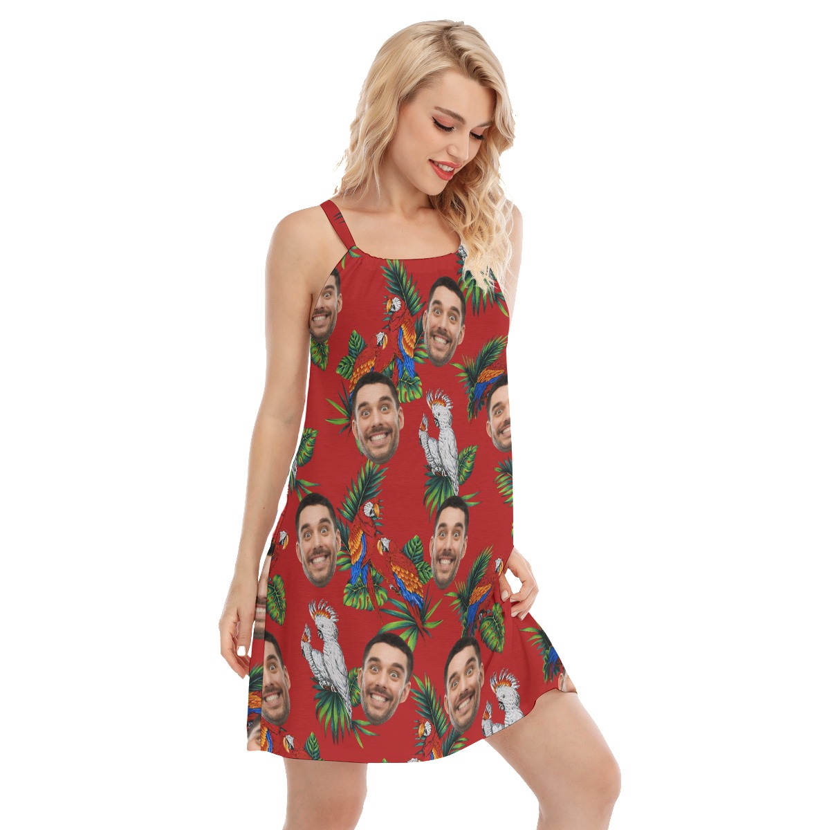 Custom Parrot Women's Cami Dress With Multiple Faces