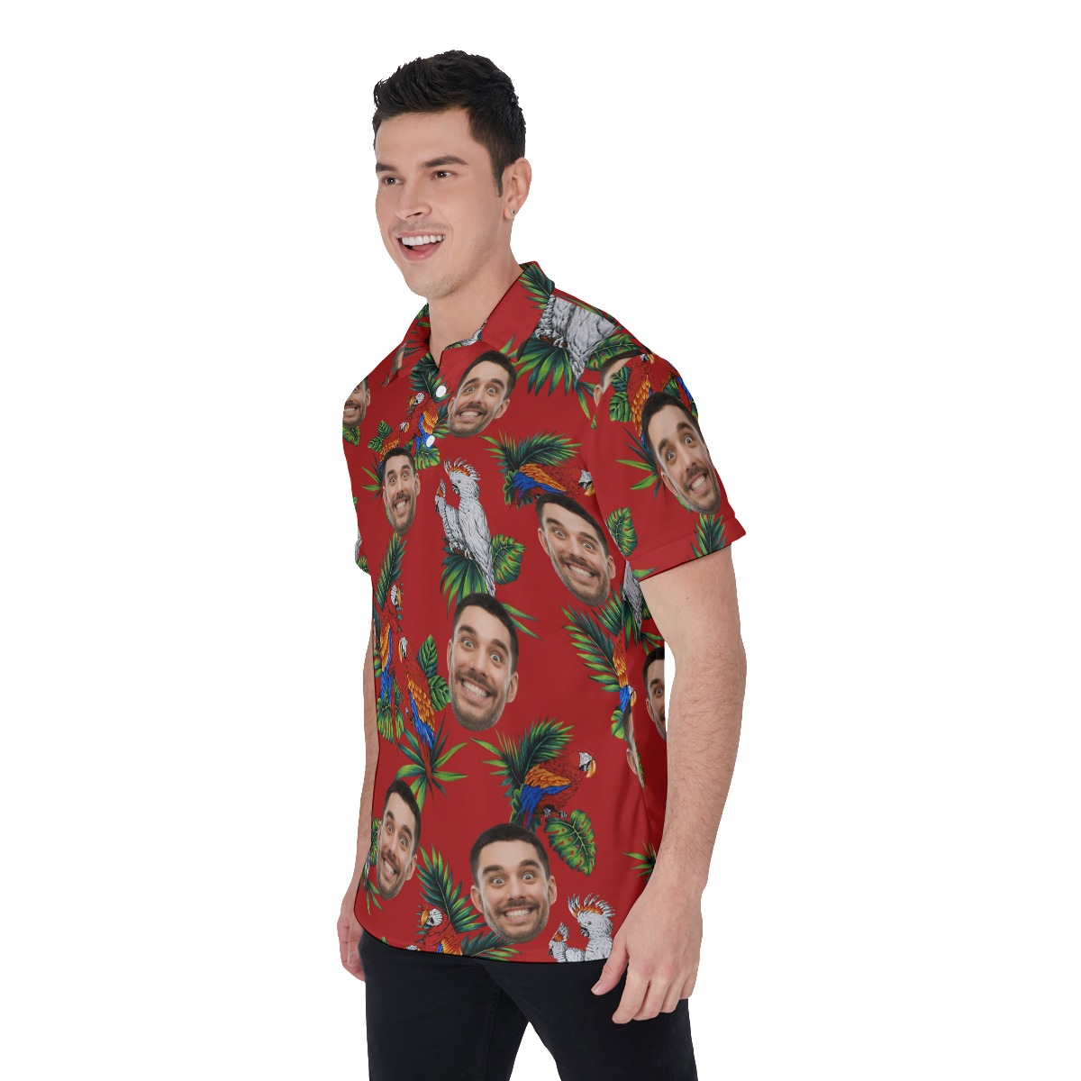 Custom Red Parrot Hawaiian Polo Shirt With Multiple Faces