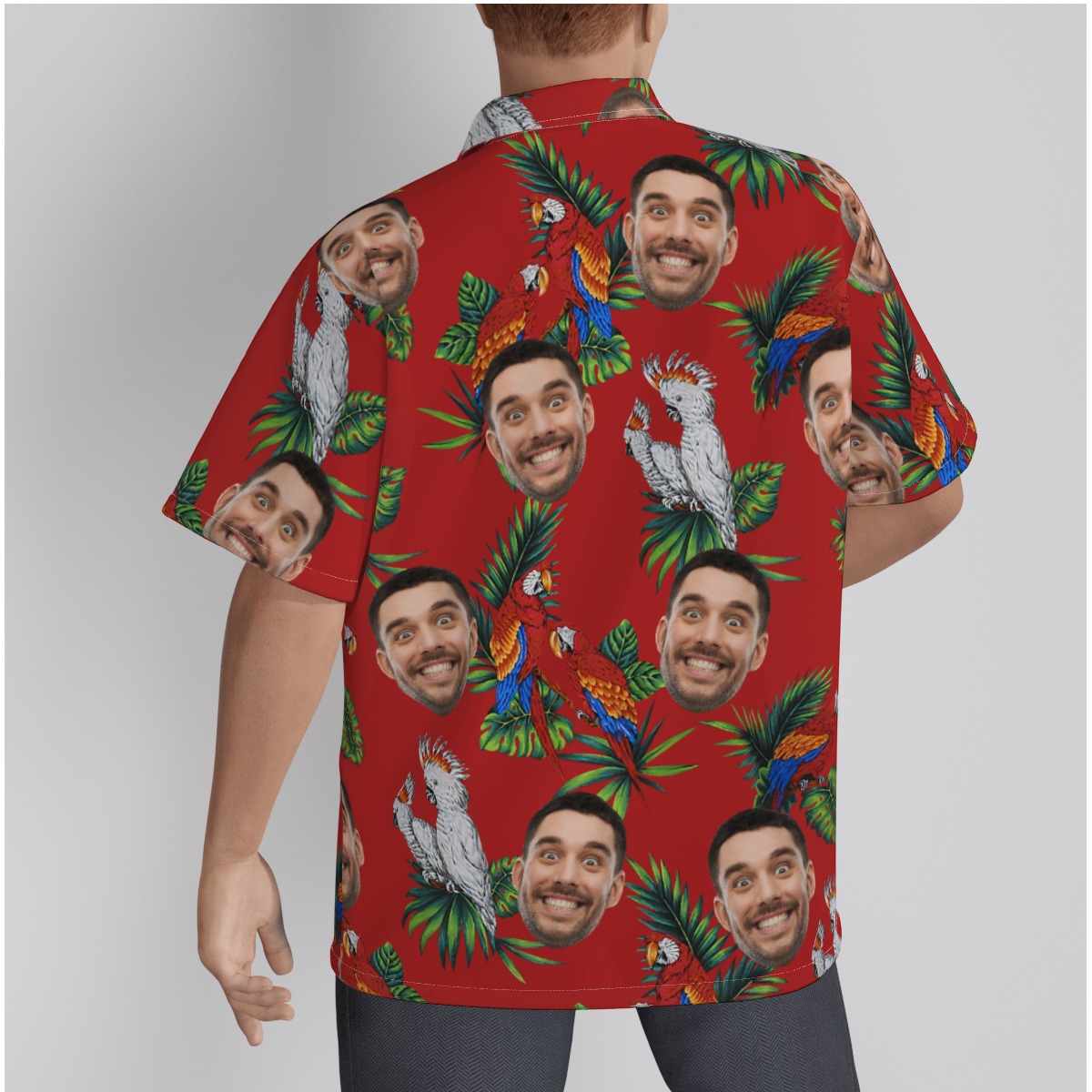 Custom Red Parrot Hawaiian Shirt With Multiple Faces