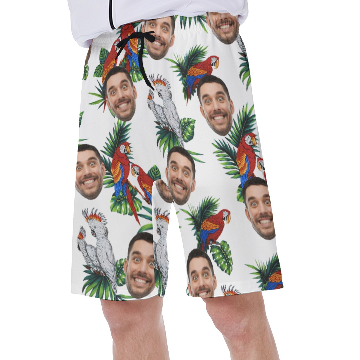 Custom Face Parrot Hawaiian Men's Swim Trunks