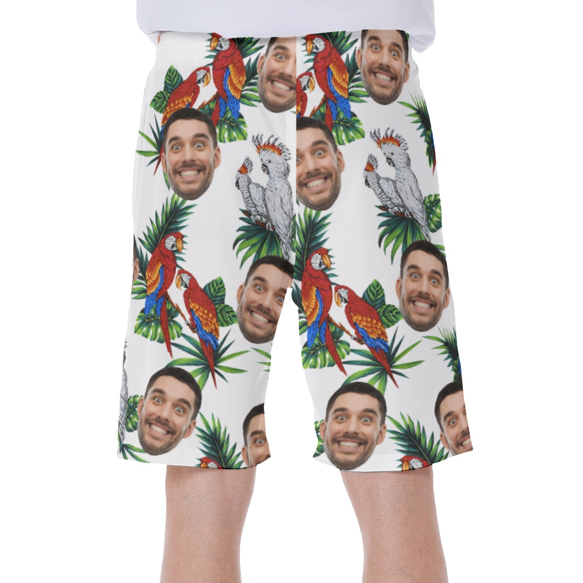 Custom Face Parrot Hawaiian Men's Swim Trunks