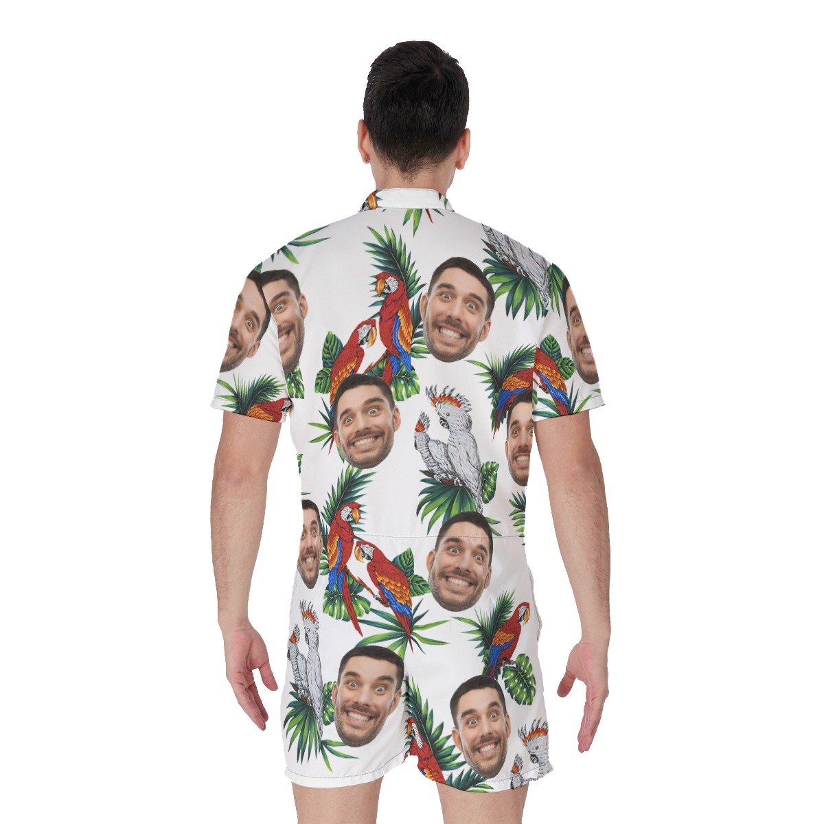 Custom Face Parrot Men's Hawaiian Romper