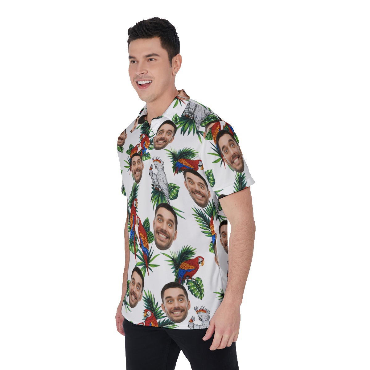 Parrot Custom White Polo Shirt With Multiple Face