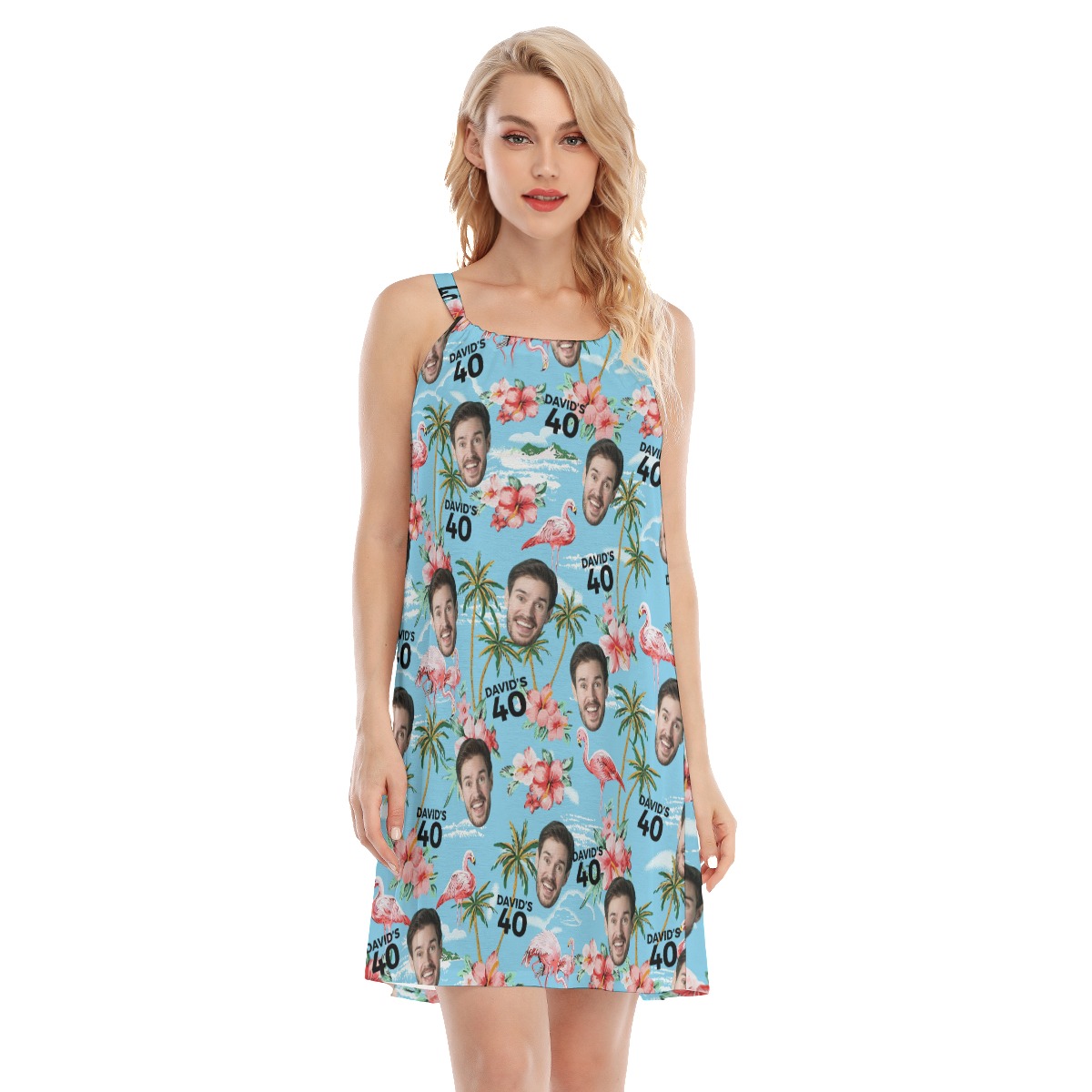 Light Blue Birthday Cami Dress With Custom Face And Name - variant image 1