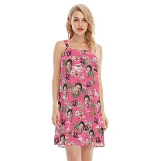 Custom Pink Birthday Cami Dress With Face And Age