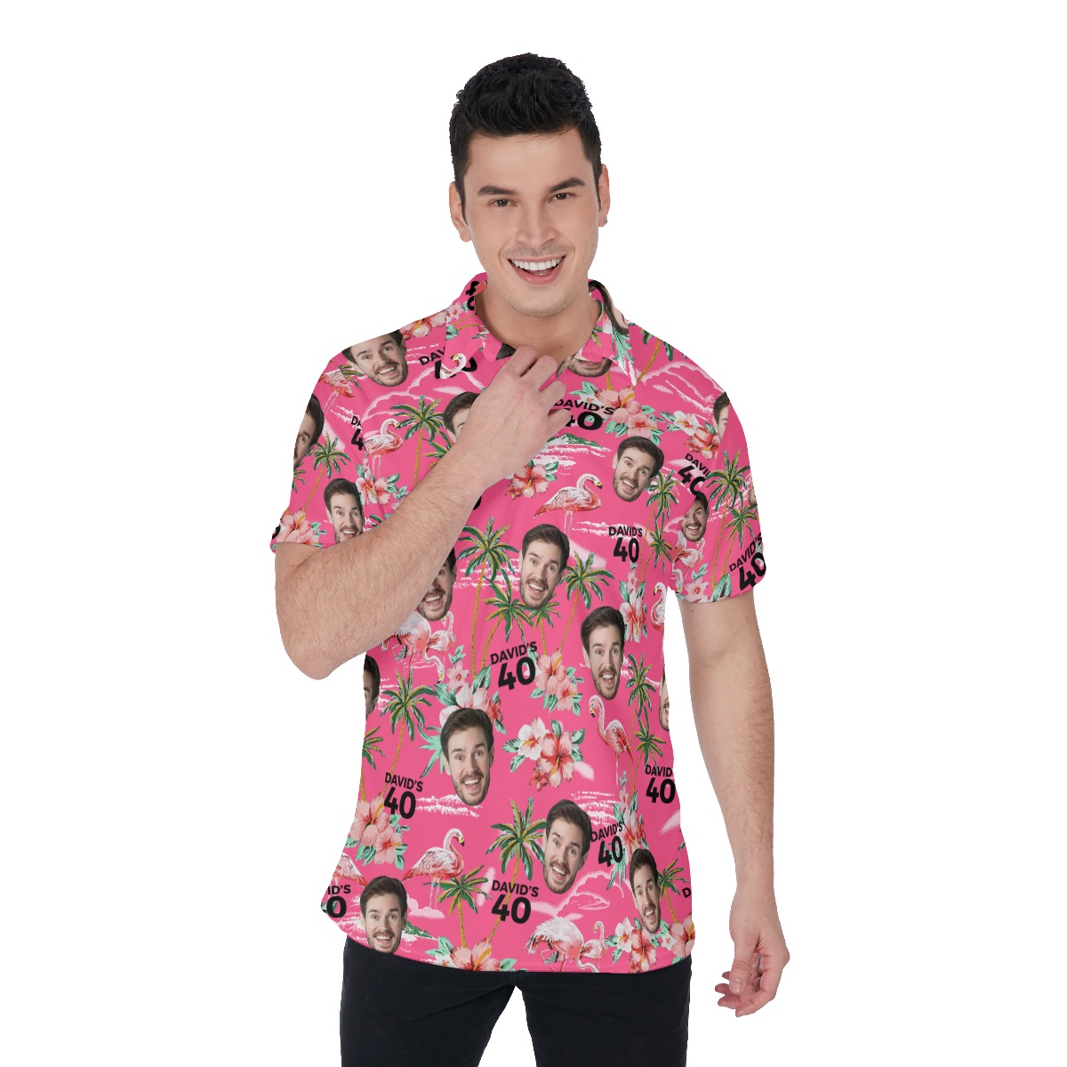 Beach Themed Birthday Polo Shirt With Custom Name And Face - variant image 1