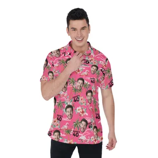 Beach Themed Birthday Polo Shirt With Custom Name And Face