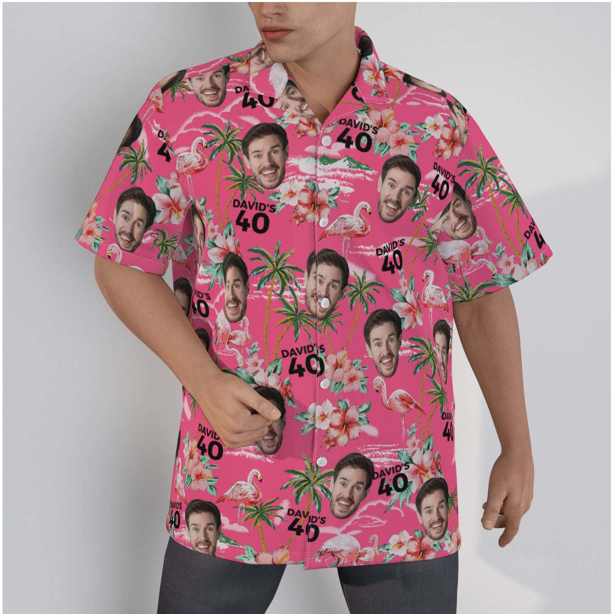 Funny Pink Birthday Hawaiian Shirt With Custom Face And Name - variant image 1