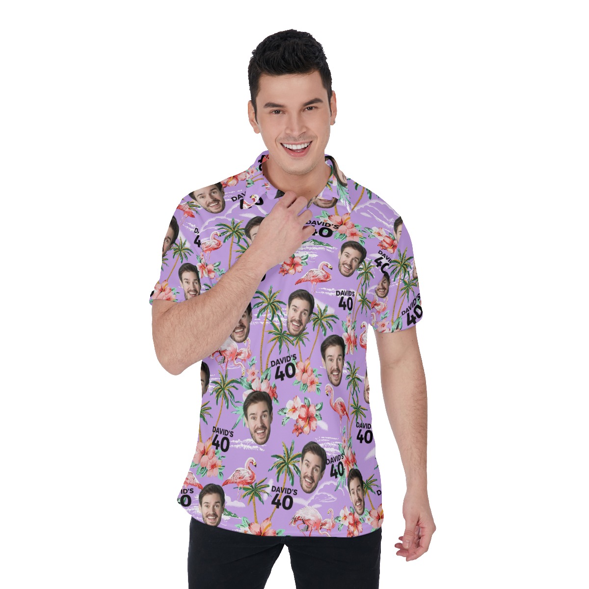 Unique Custom Face And Name Birthday Polo Shirt - variant image 1