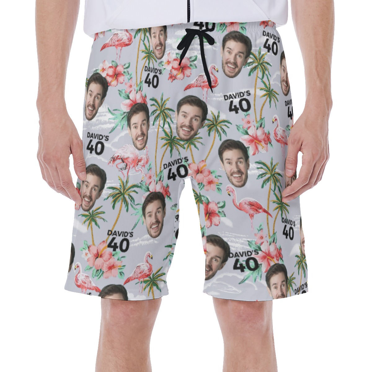 Custom Birthday Flamingo Men's Shorts With Name And Face - variant image 1