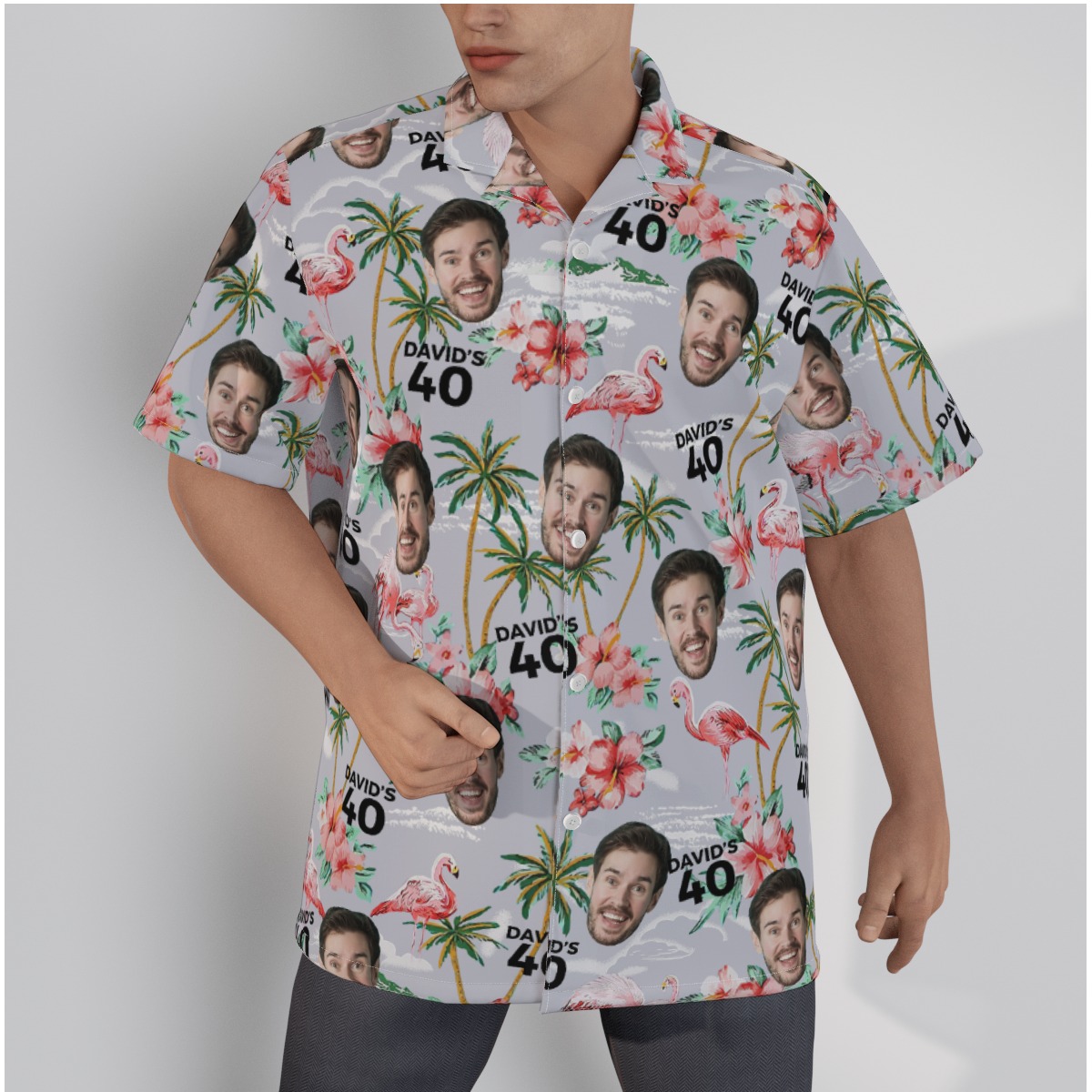 Unique Birthday Flamingo Hawaiian Shirt With Name And Face - variant image 1