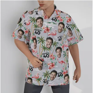 Unique Birthday Flamingo Hawaiian Shirt With Name And Face