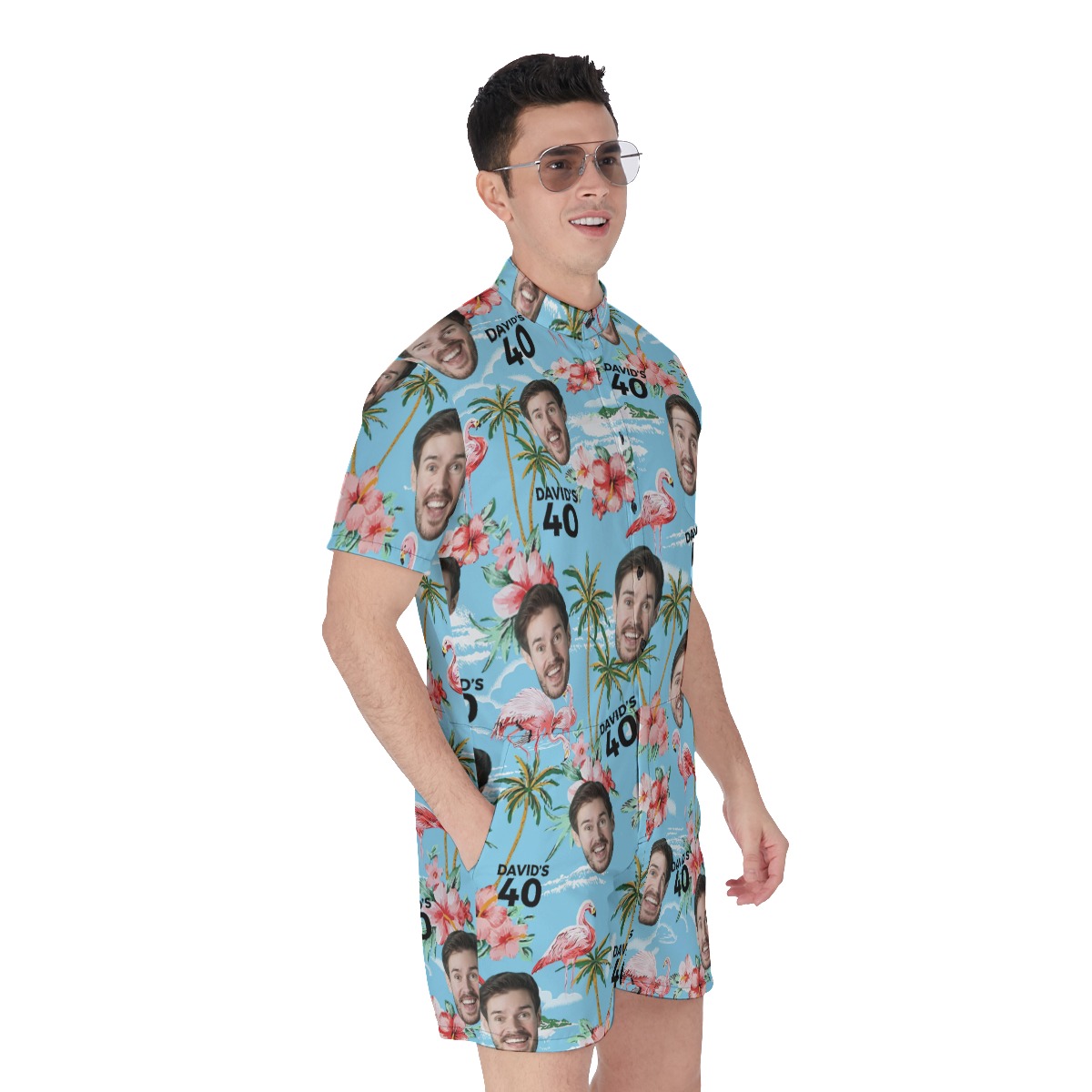 Birthday Beach Party Custom Men's Hawaiian Romper