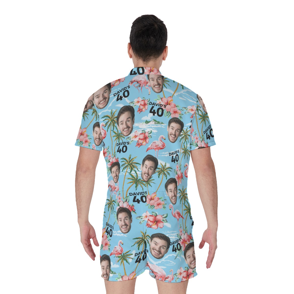Birthday Beach Party Custom Men's Hawaiian Romper