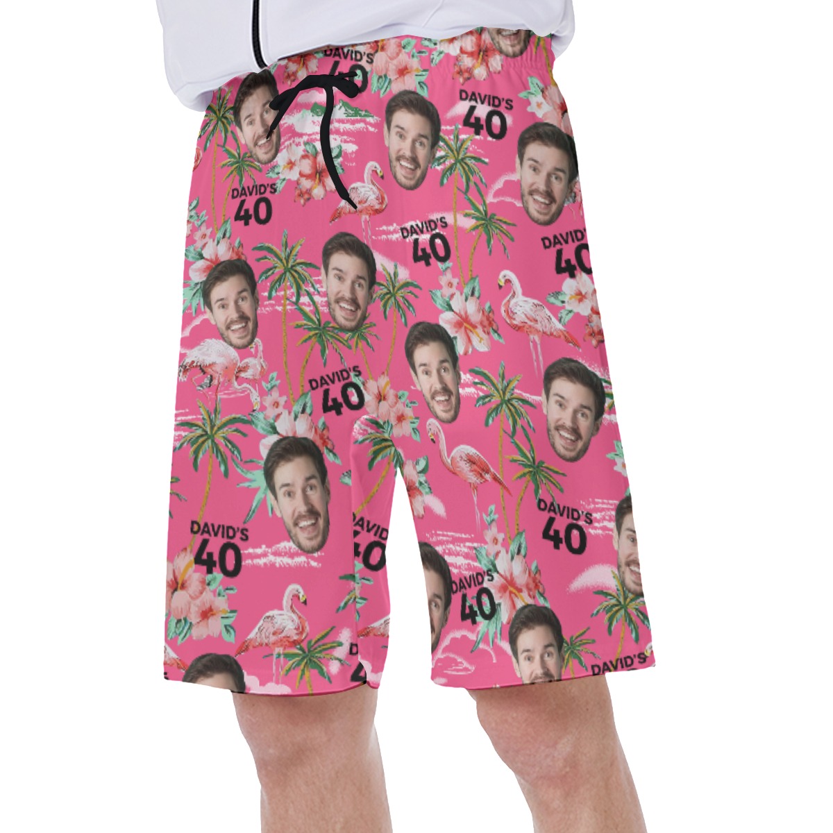 Beach Themed Birthday Pink Men's Hawaiian Shorts With Face