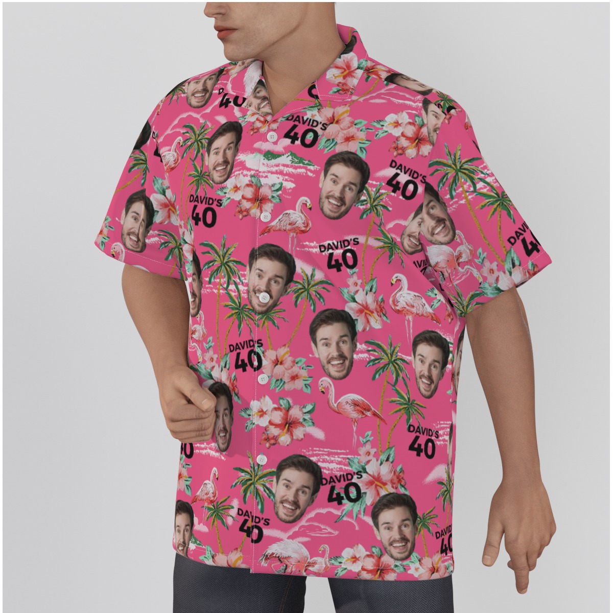 Funny Pink Birthday Hawaiian Shirt With Custom Face And Name