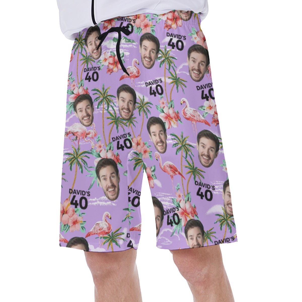 Custom Face And Name Birthday Purple Hawaiian Shorts