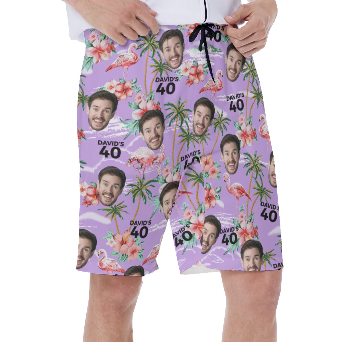 Custom Face And Name Birthday Purple Hawaiian Shorts
