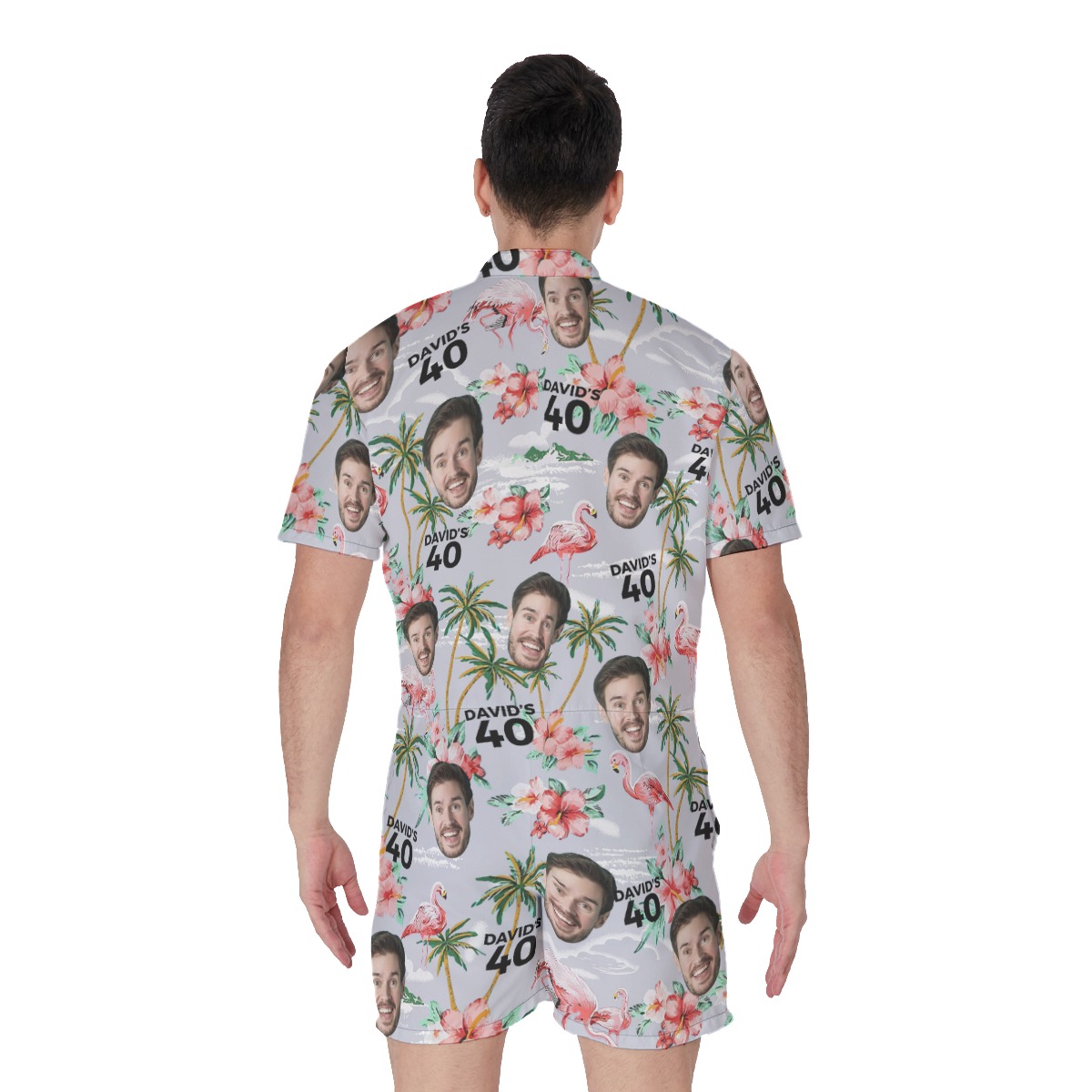 Custom Birthday Men's Hawaiian Romper With Name And Face