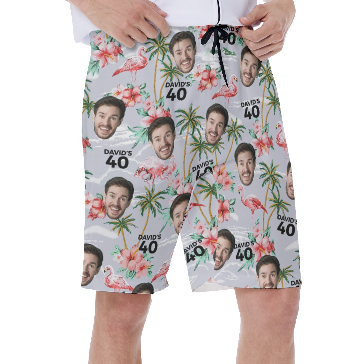 Custom Birthday Flamingo Men's Shorts With Name And Face