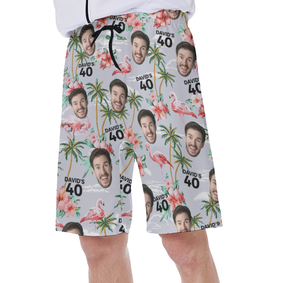 Custom Birthday Flamingo Men's Shorts With Name And Face