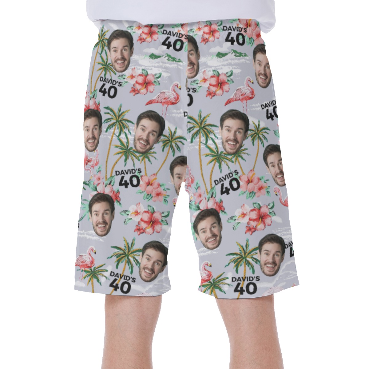 Custom Birthday Flamingo Men's Shorts With Name And Face