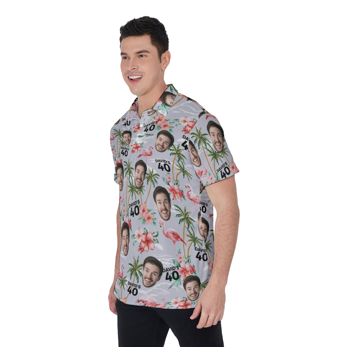 Custom Birthday Flamingo Polo Shirt With Name And Face